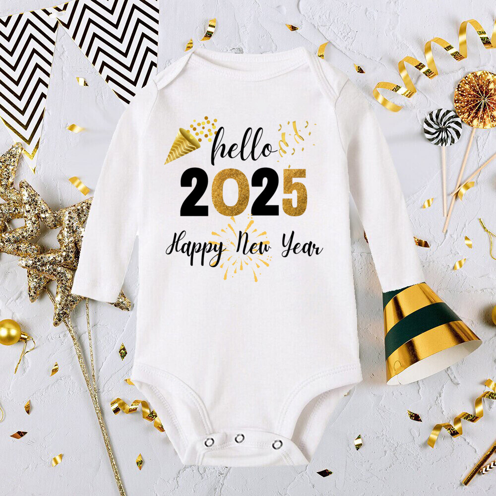 Hello 2025 Newborn Baby Rompers Long Sleeve Infant Jumpsuit It's